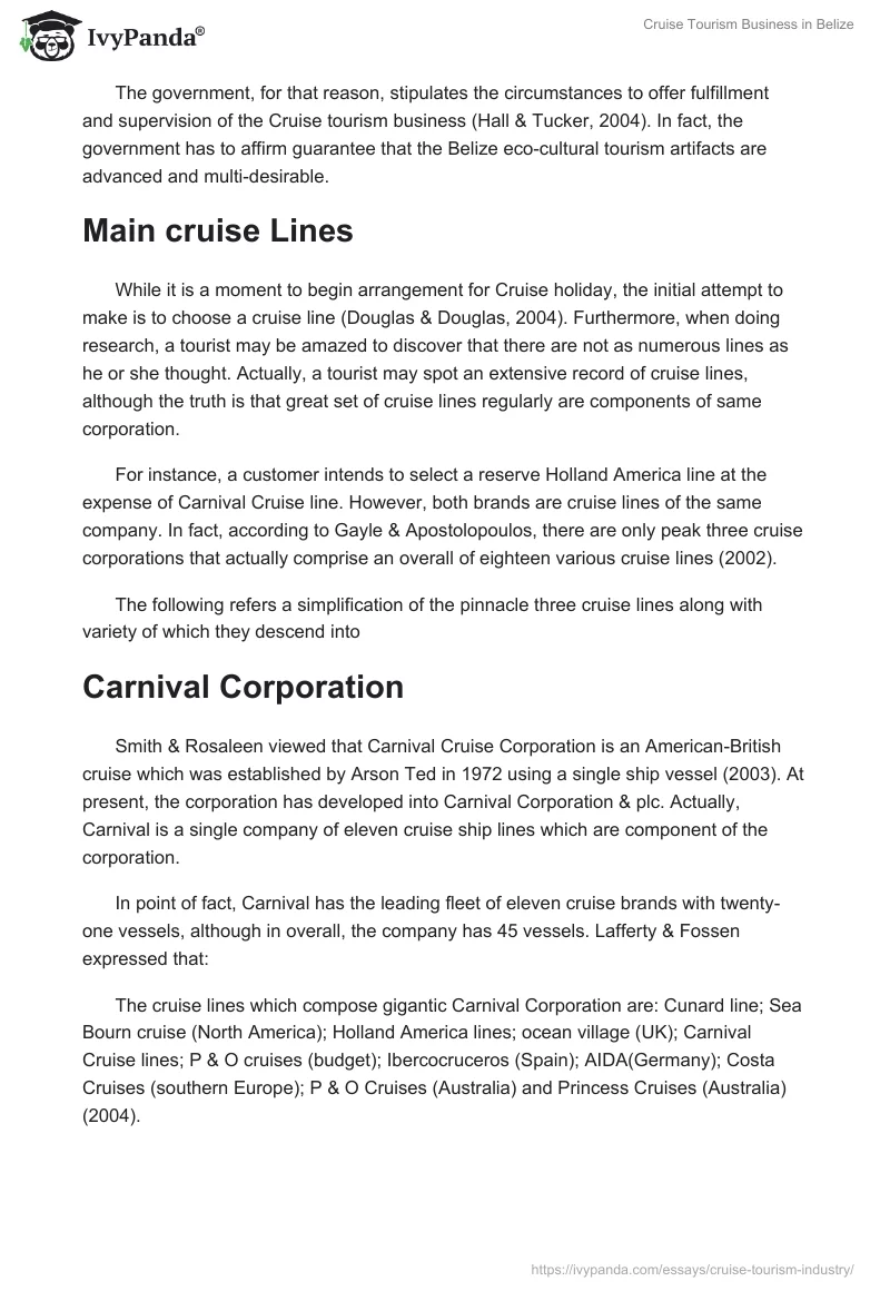 Cruise Tourism Business in Belize. Page 3