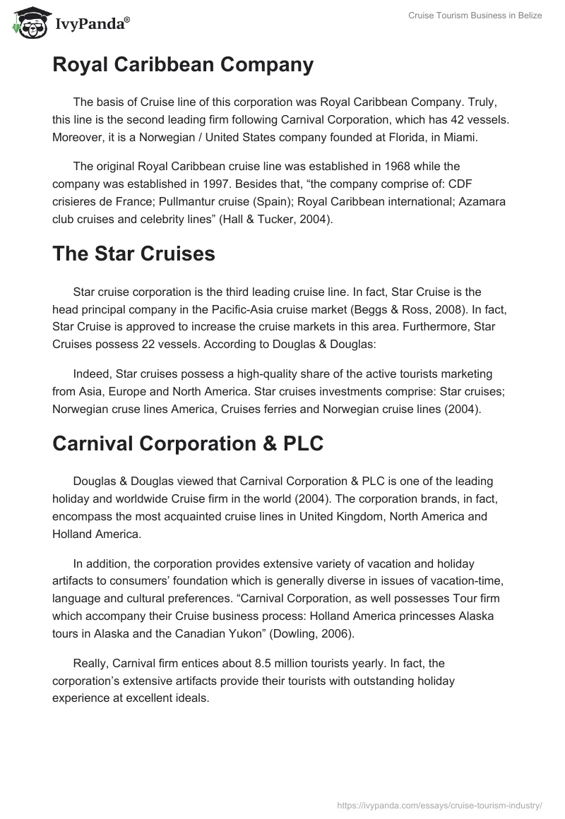 Cruise Tourism Business in Belize. Page 4