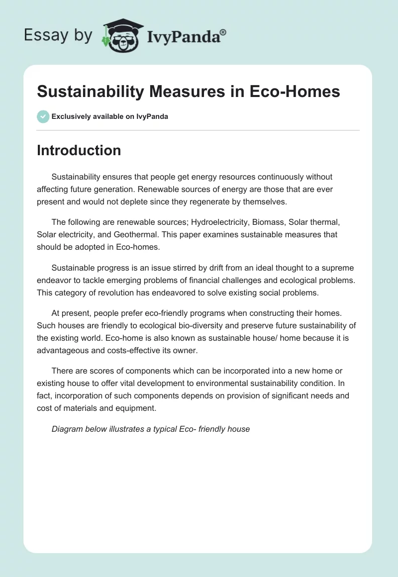 Sustainability Measures in Eco-Homes. Page 1