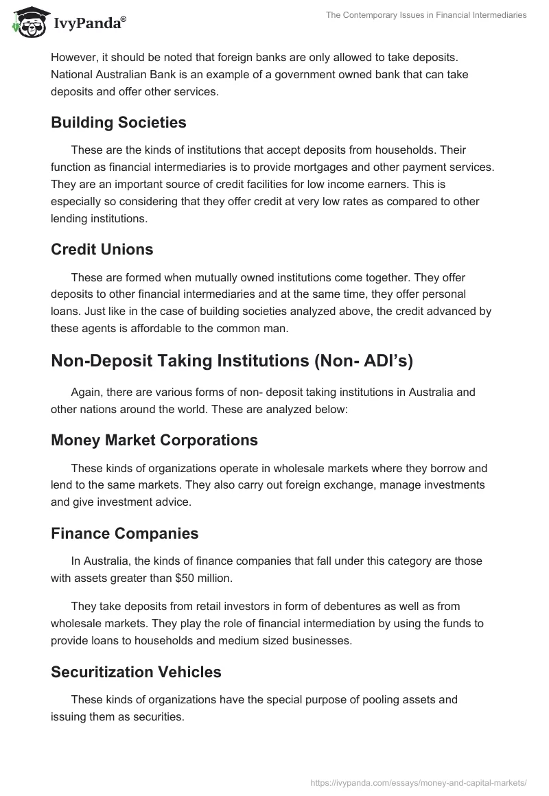 The Contemporary Issues in Financial Intermediaries. Page 3
