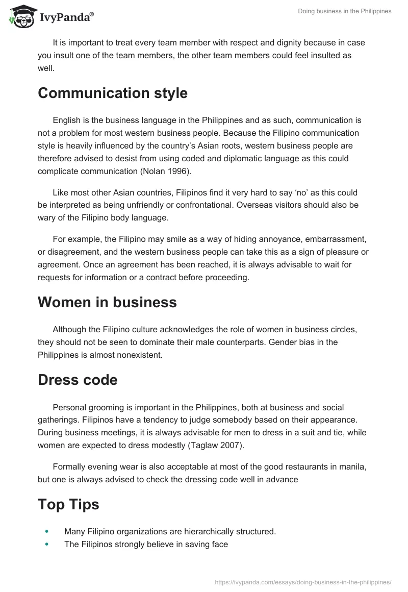 Doing business in the Philippines. Page 3