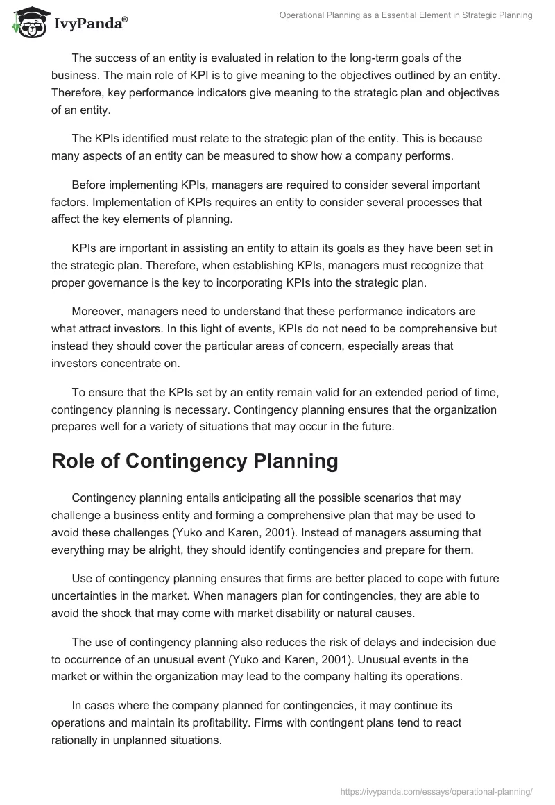 Operational Planning as a Essential Element in Strategic Planning. Page 3