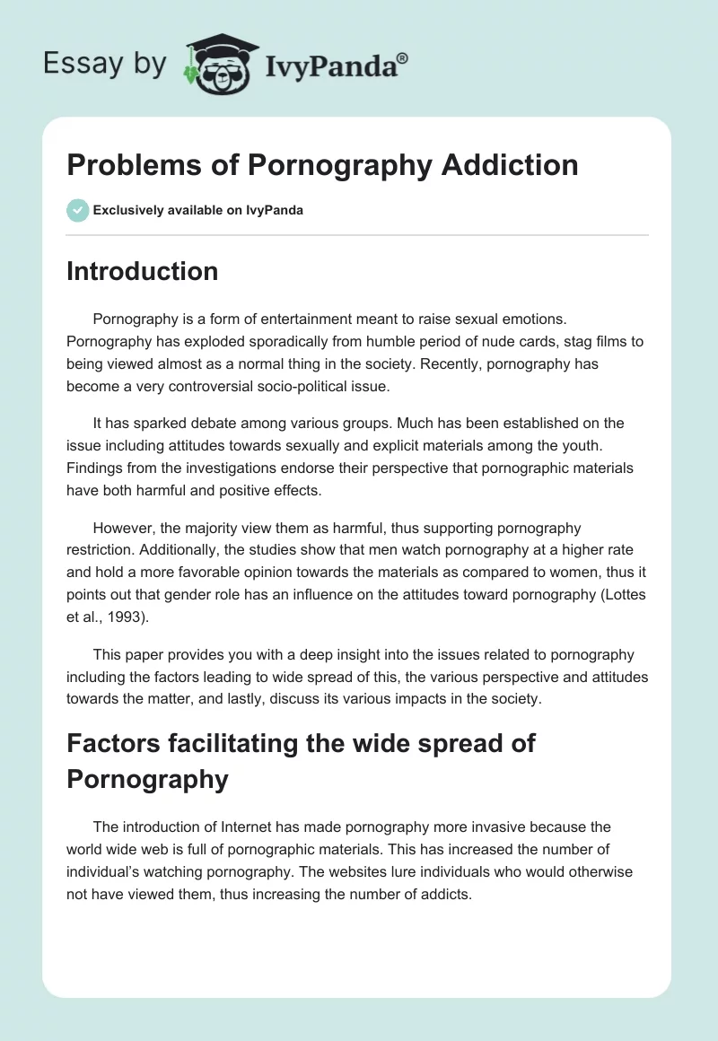Problems of Pornography Addiction. Page 1