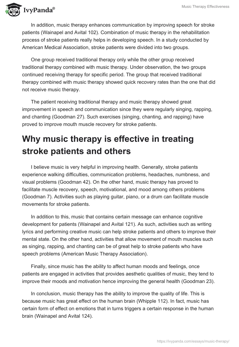 Music Therapy Effectiveness. Page 3