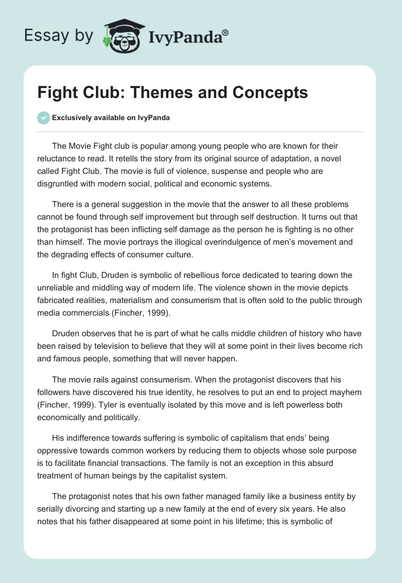 Fight Club: Themes and Concepts. Page 1