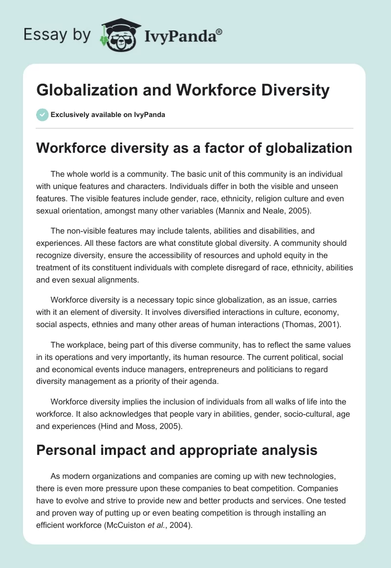 Globalization and Workforce Diversity. Page 1