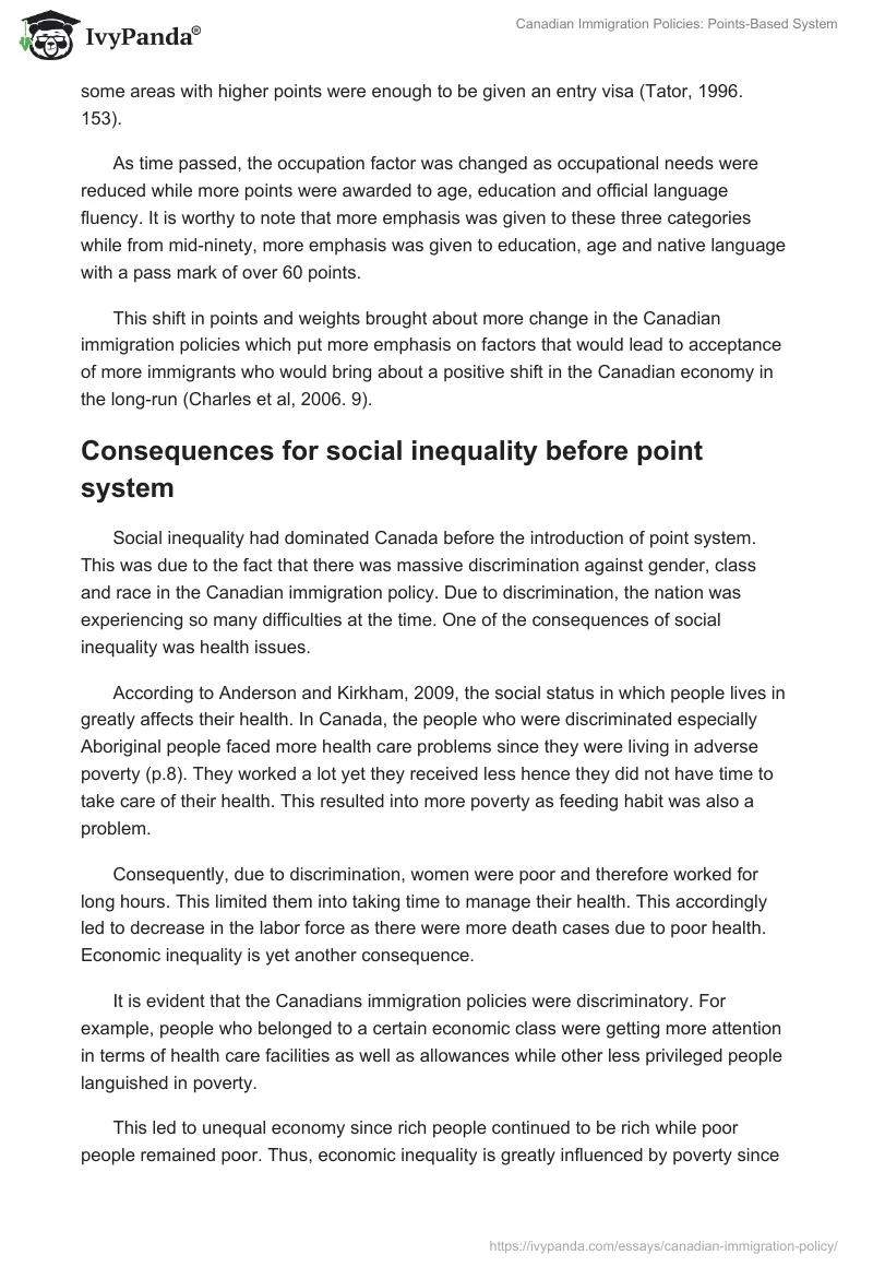 Canadian Immigration Policies: Points-Based System. Page 5