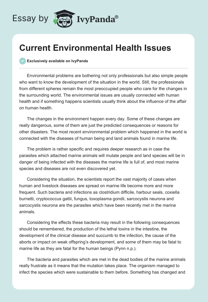 Current Environmental Health Issues. Page 1
