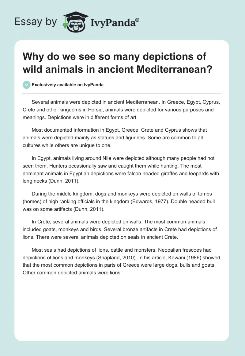Why do we see so many depictions of wild animals in ancient Mediterranean?. Page 1