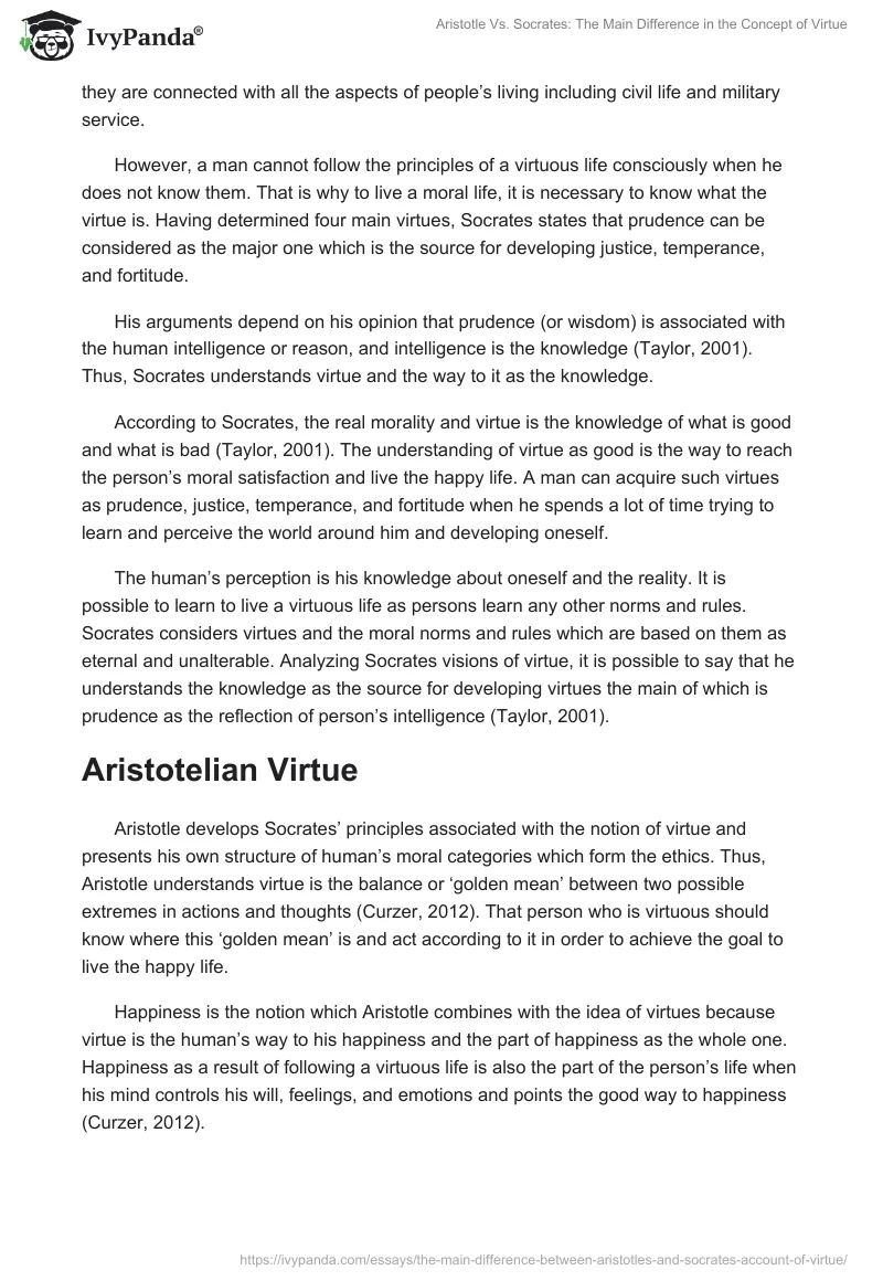 Aristotle vs. Socrates: The Main Difference in the Concept of Virtue. Page 2