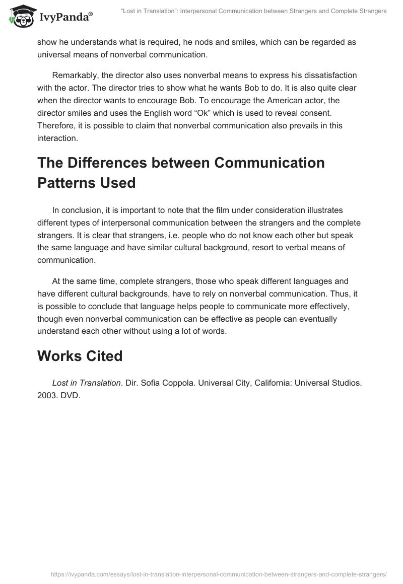 “Lost in Translation”: Interpersonal Communication Between Strangers and Complete Strangers. Page 3