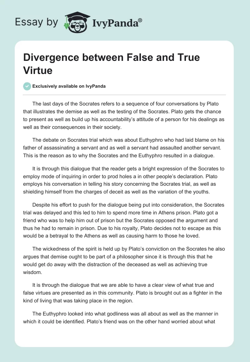 Divergence Between False and True Virtue. Page 1