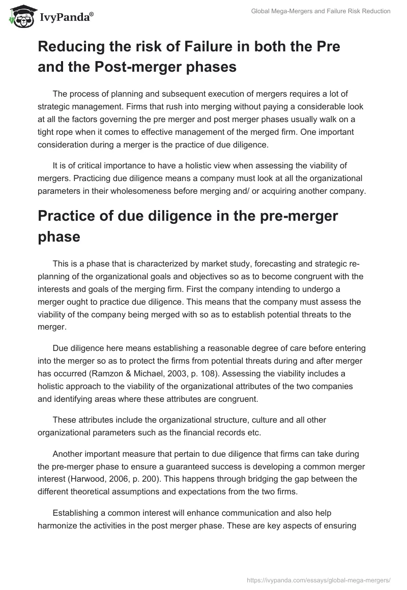 Global Mega-Mergers and Failure Risk Reduction. Page 4