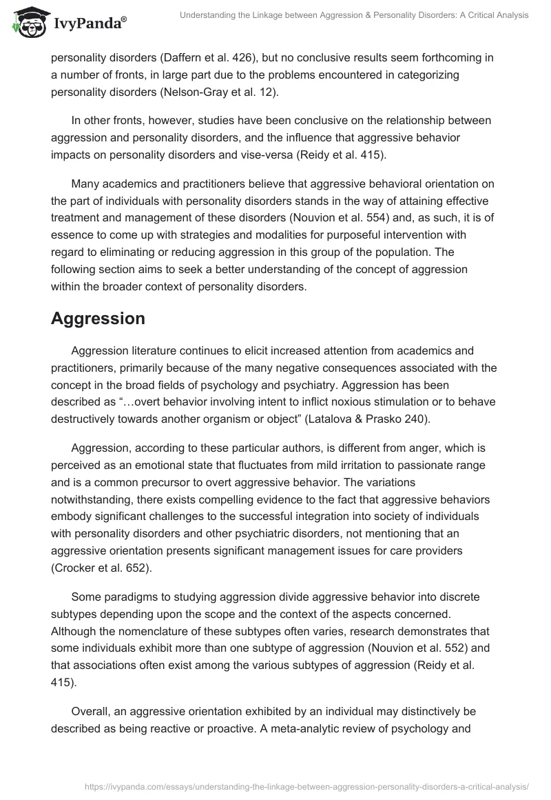 Understanding the Linkage between Aggression & Personality Disorders: A Critical Analysis. Page 2
