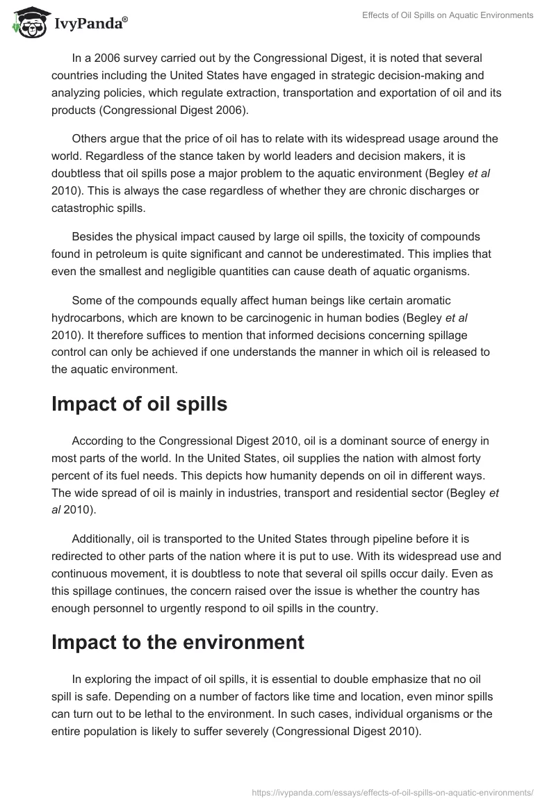 Effects of Oil Spills on Aquatic Environments. Page 3
