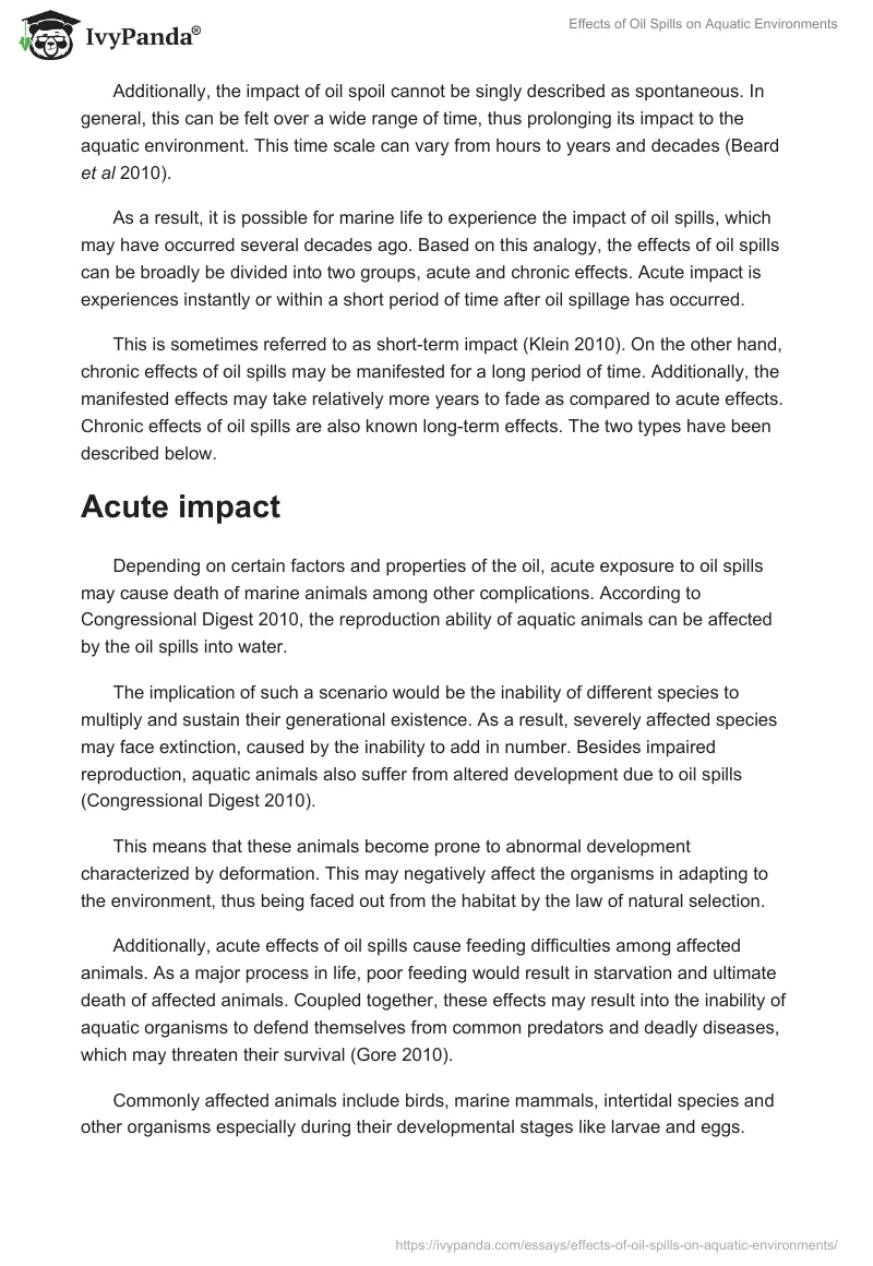 Effects of Oil Spills on Aquatic Environments. Page 4