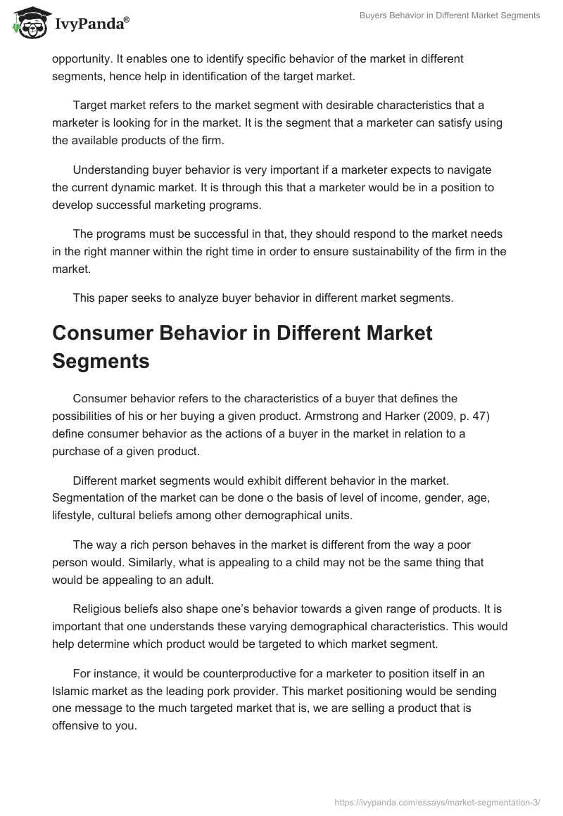 Buyers Behavior in Different Market Segments. Page 2