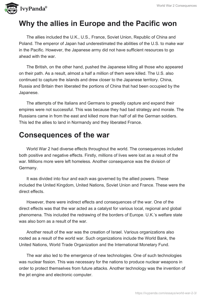 World War 2 Consequences. Page 3