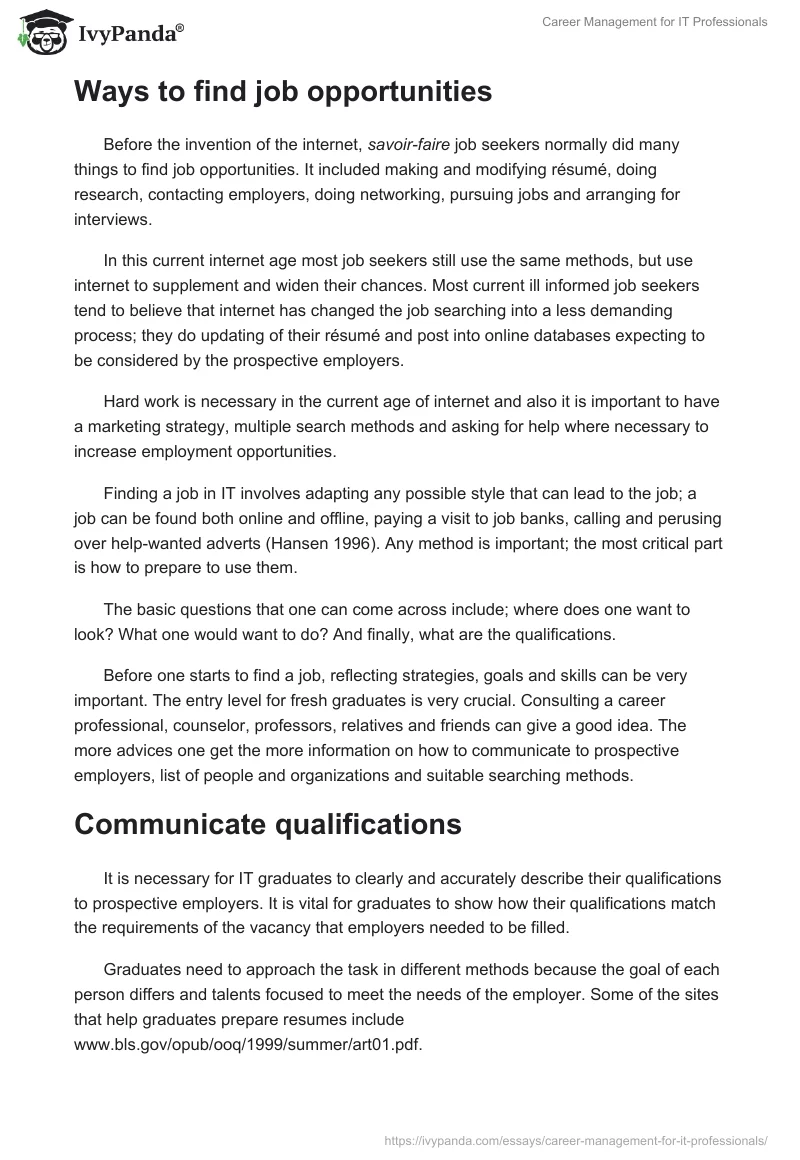 Career Management for IT Professionals. Page 2