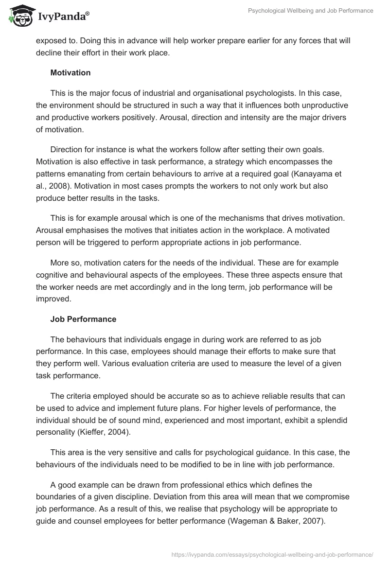 Psychological Wellbeing and Job Performance. Page 4