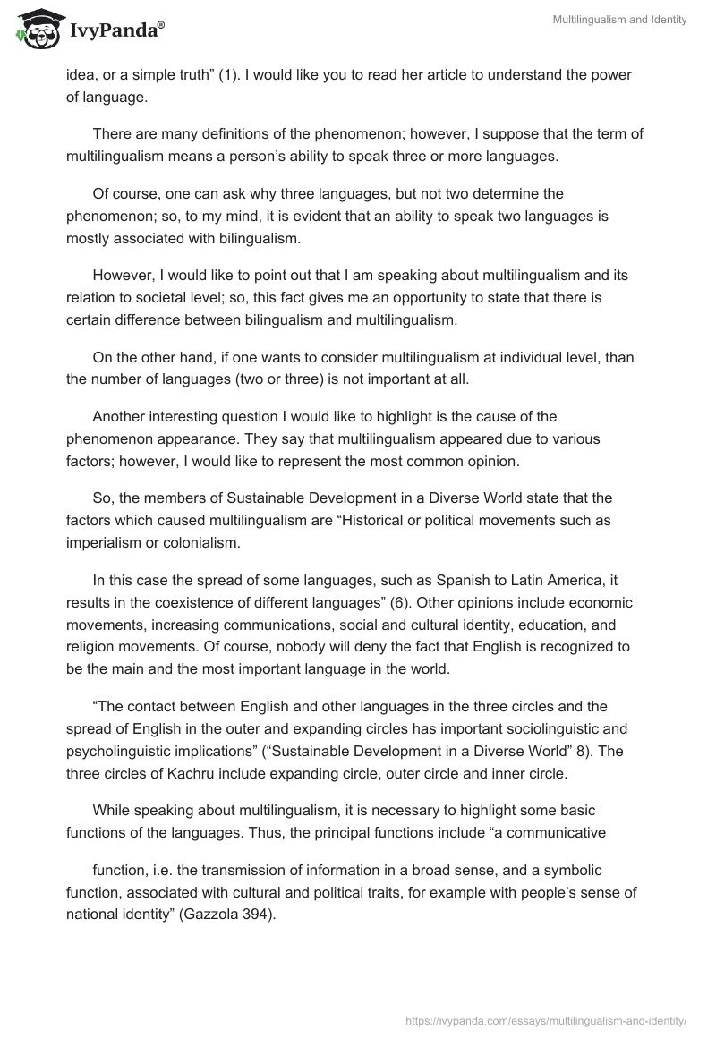 Multilingualism and Identity. Page 3