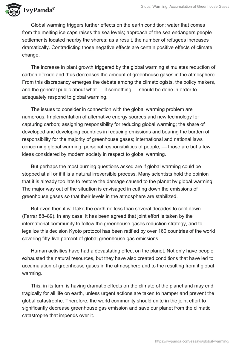 Global Warming: Accumulation of Greenhouse Gases. Page 3