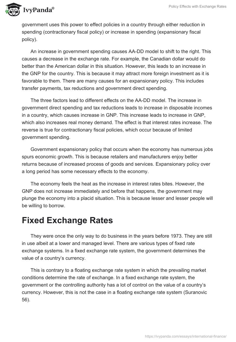 Policy Effects with Exchange Rates. Page 2