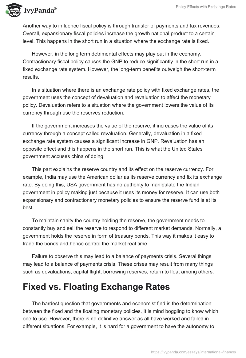 Policy Effects with Exchange Rates. Page 5