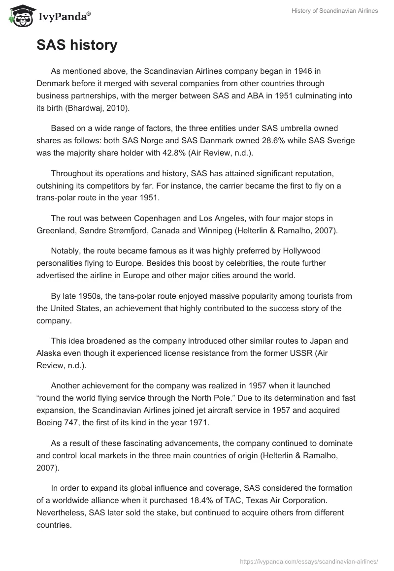 History of Scandinavian Airlines. Page 2