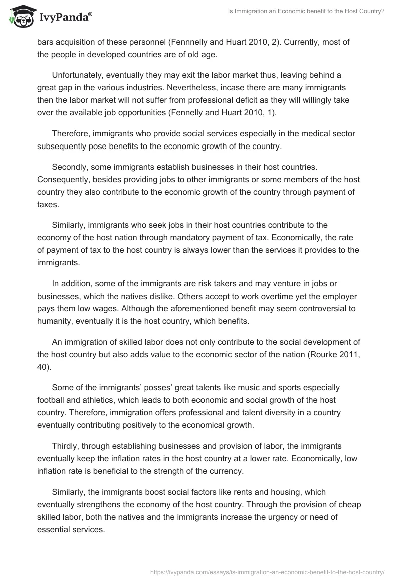 Is Immigration an Economic benefit to the Host Country?. Page 2