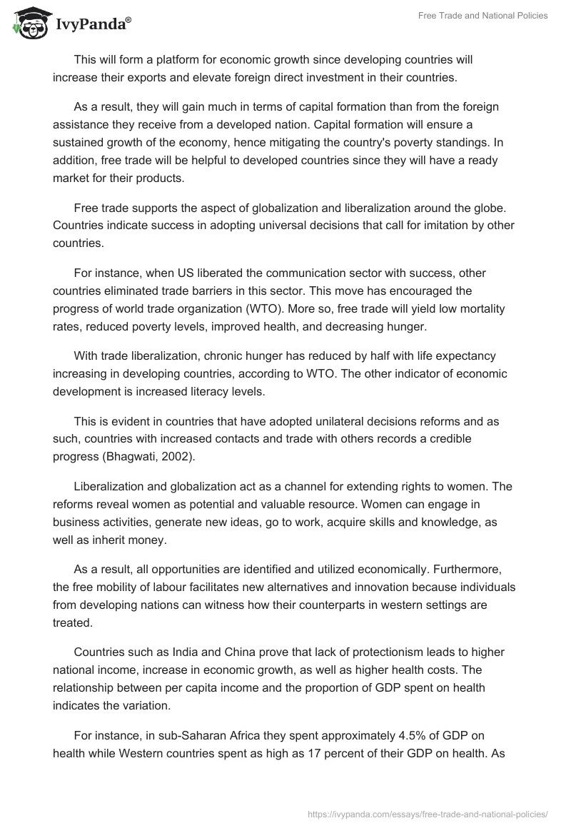 Free Trade and National Policies. Page 2