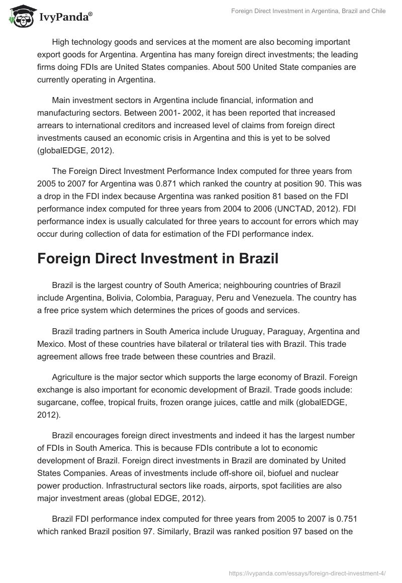 Foreign Direct Investment in Argentina, Brazil and Chile. Page 2