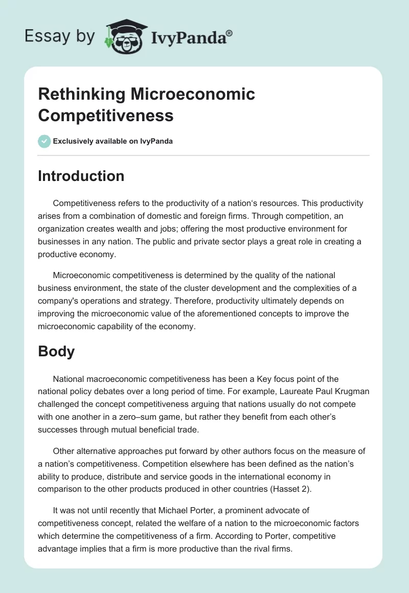 Rethinking Microeconomic Competitiveness. Page 1