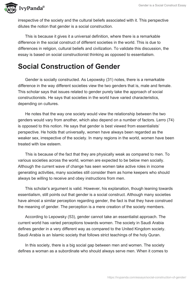 Gender is a Social Construct Essay. Page 2