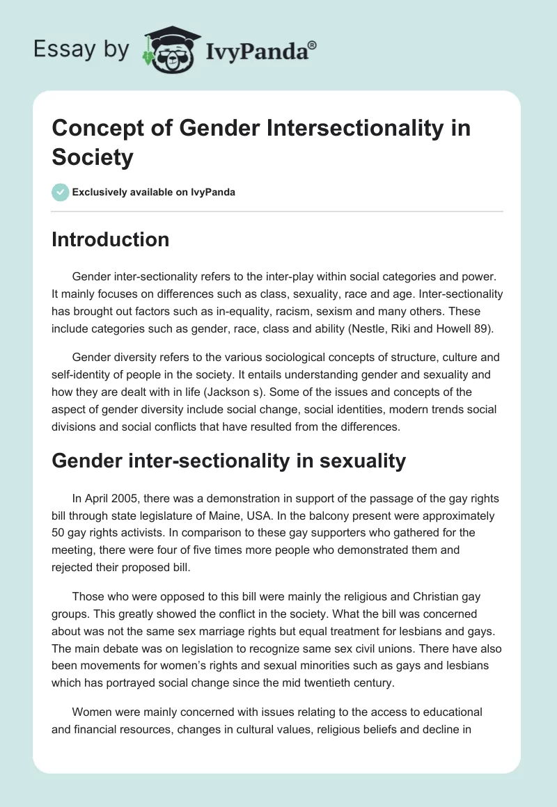 Concept of Gender Intersectionality in Society. Page 1
