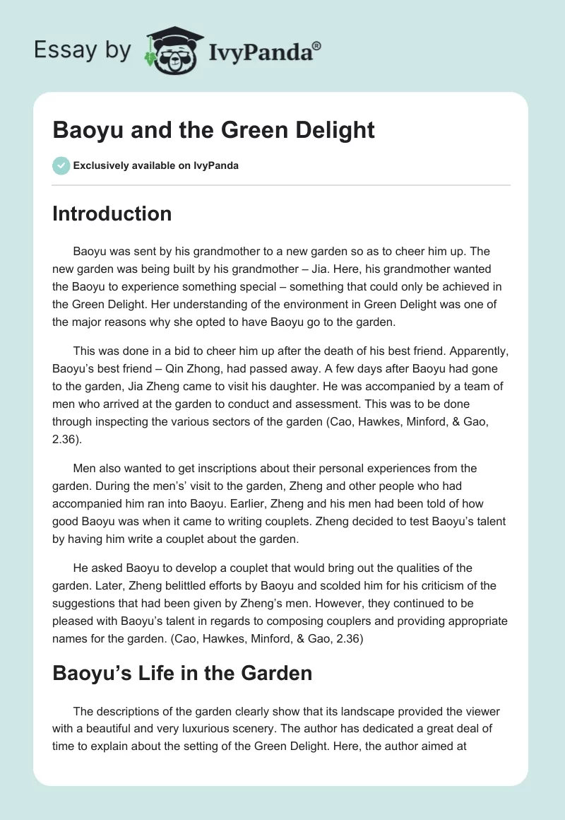 Baoyu and the Green Delight. Page 1