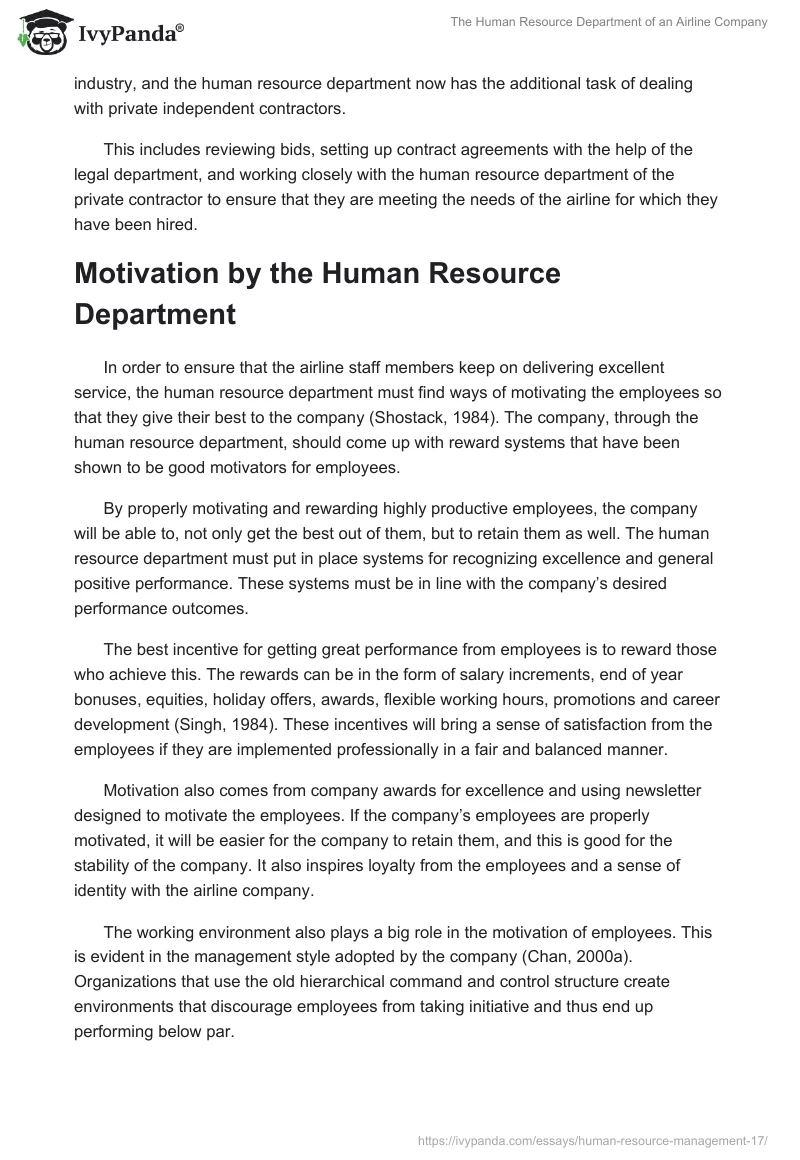 The Human Resource Department of an Airline Company. Page 3