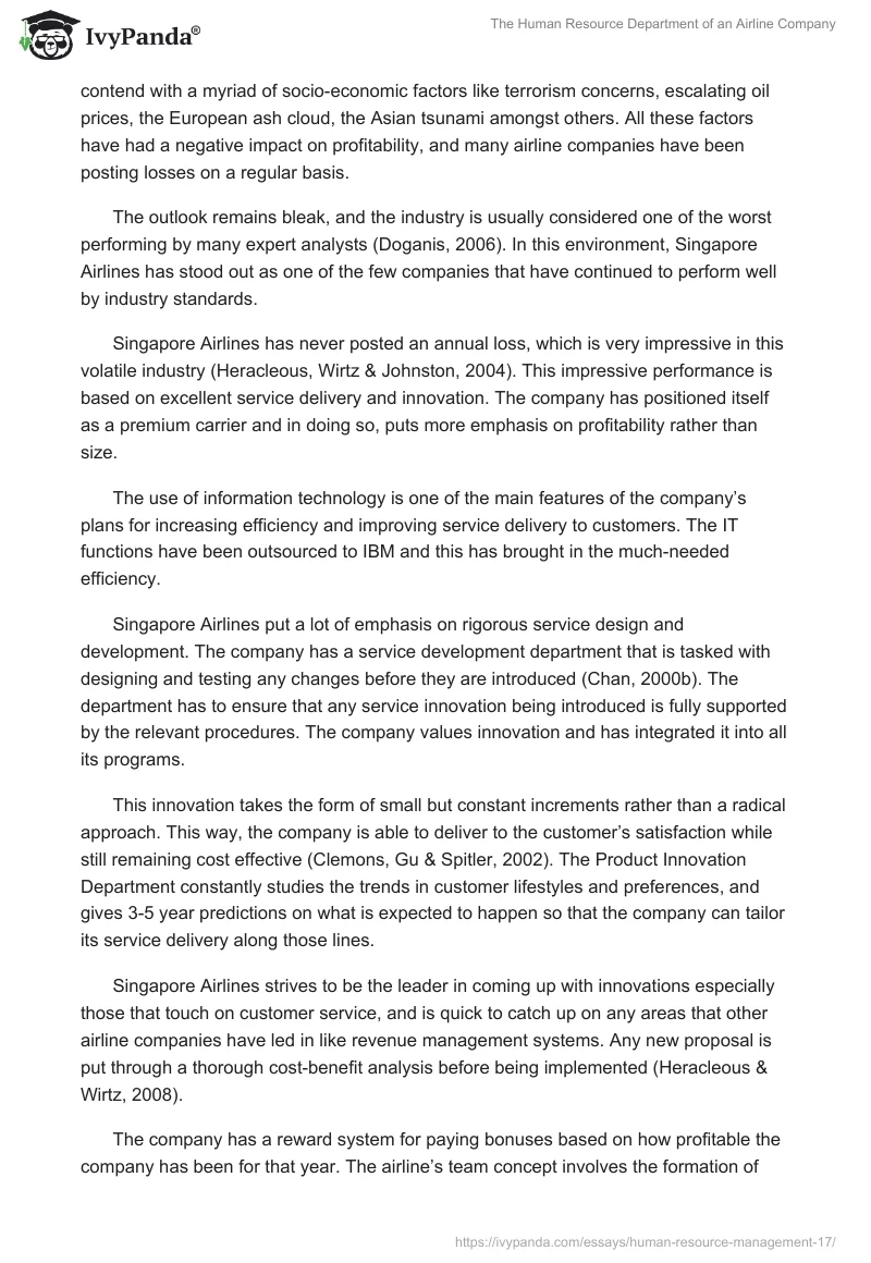 The Human Resource Department of an Airline Company. Page 5