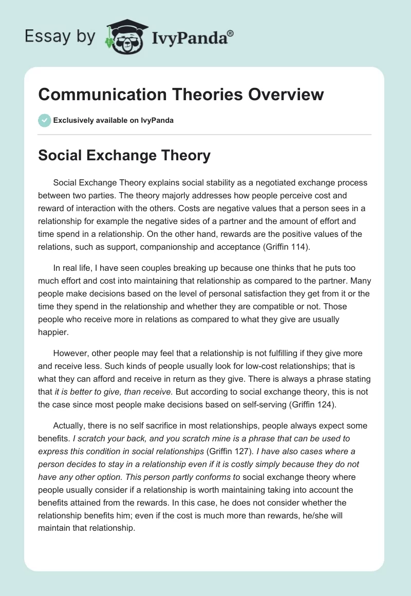 Communication Theories Overview. Page 1