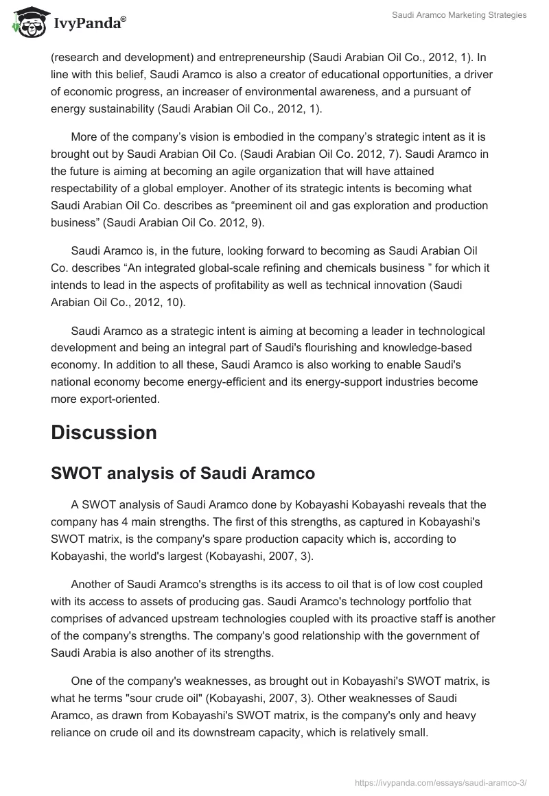 Saudi Aramco Marketing Strategies. Page 2