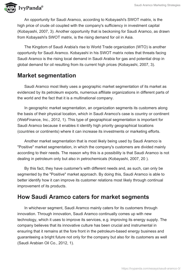 Saudi Aramco Marketing Strategies. Page 3