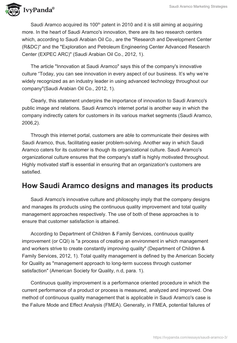 Saudi Aramco Marketing Strategies. Page 4