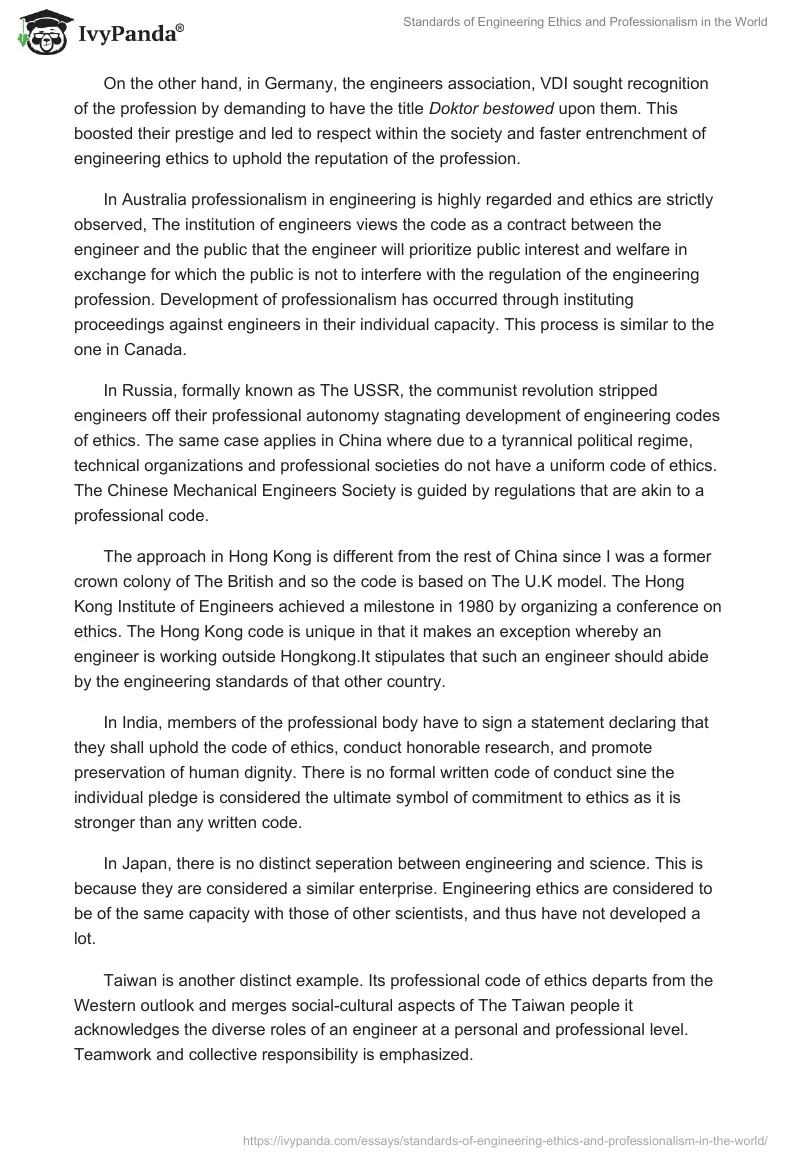 Standards of Engineering Ethics and Professionalism in the World. Page 3
