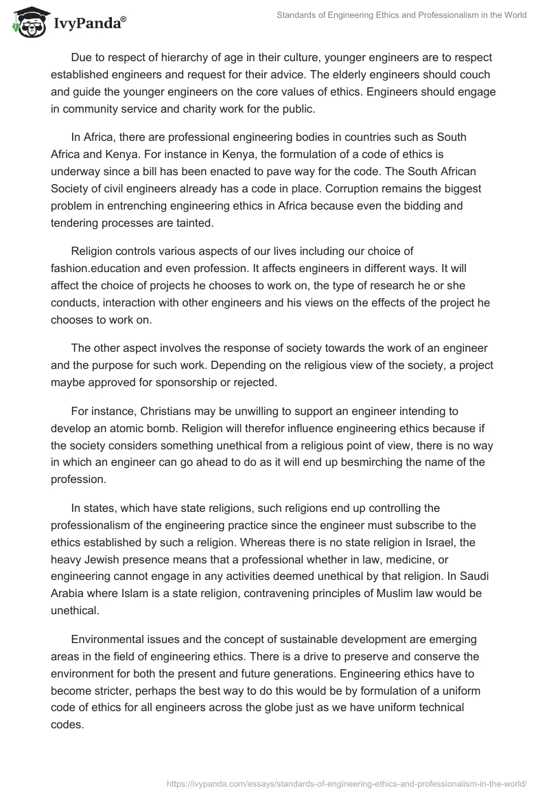 Standards of Engineering Ethics and Professionalism in the World. Page 4