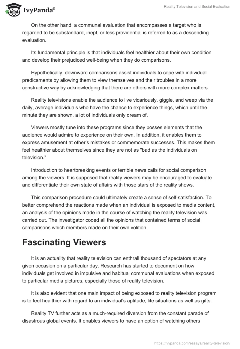 Reality Television and Social Evaluation. Page 4