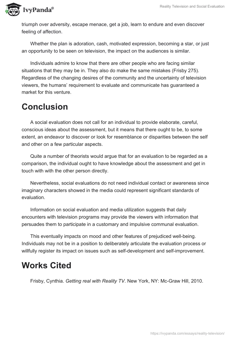 Reality Television and Social Evaluation. Page 5