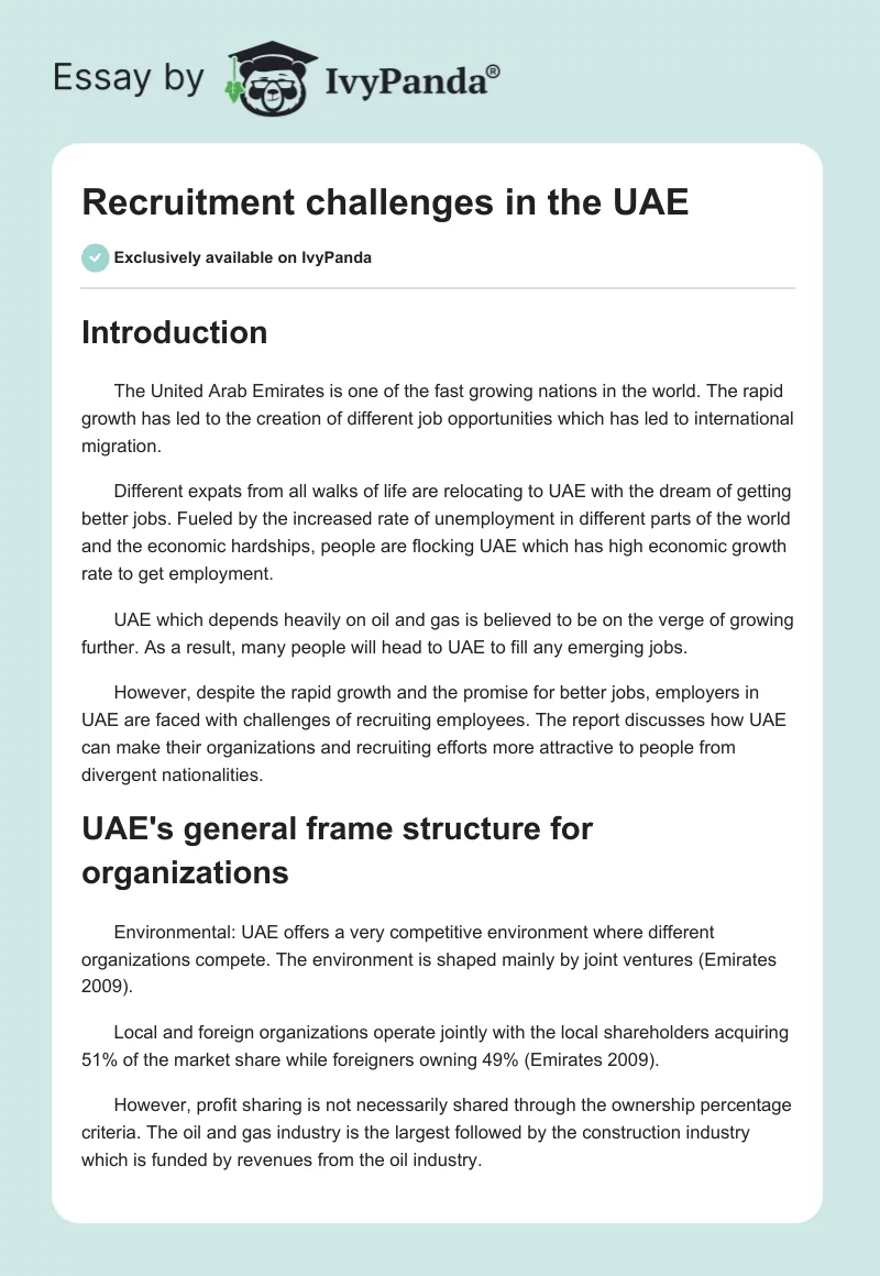 Recruitment Challenges in the UAE. Page 1