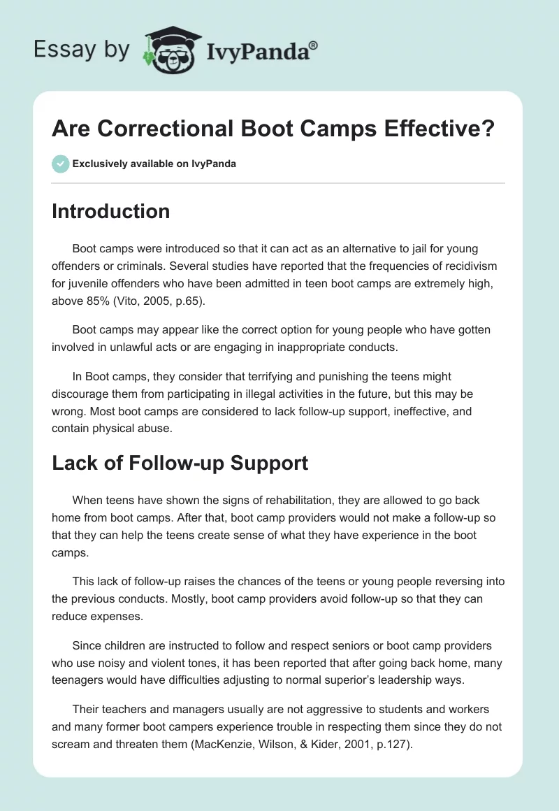 Are Correctional Boot Camps Effective?. Page 1