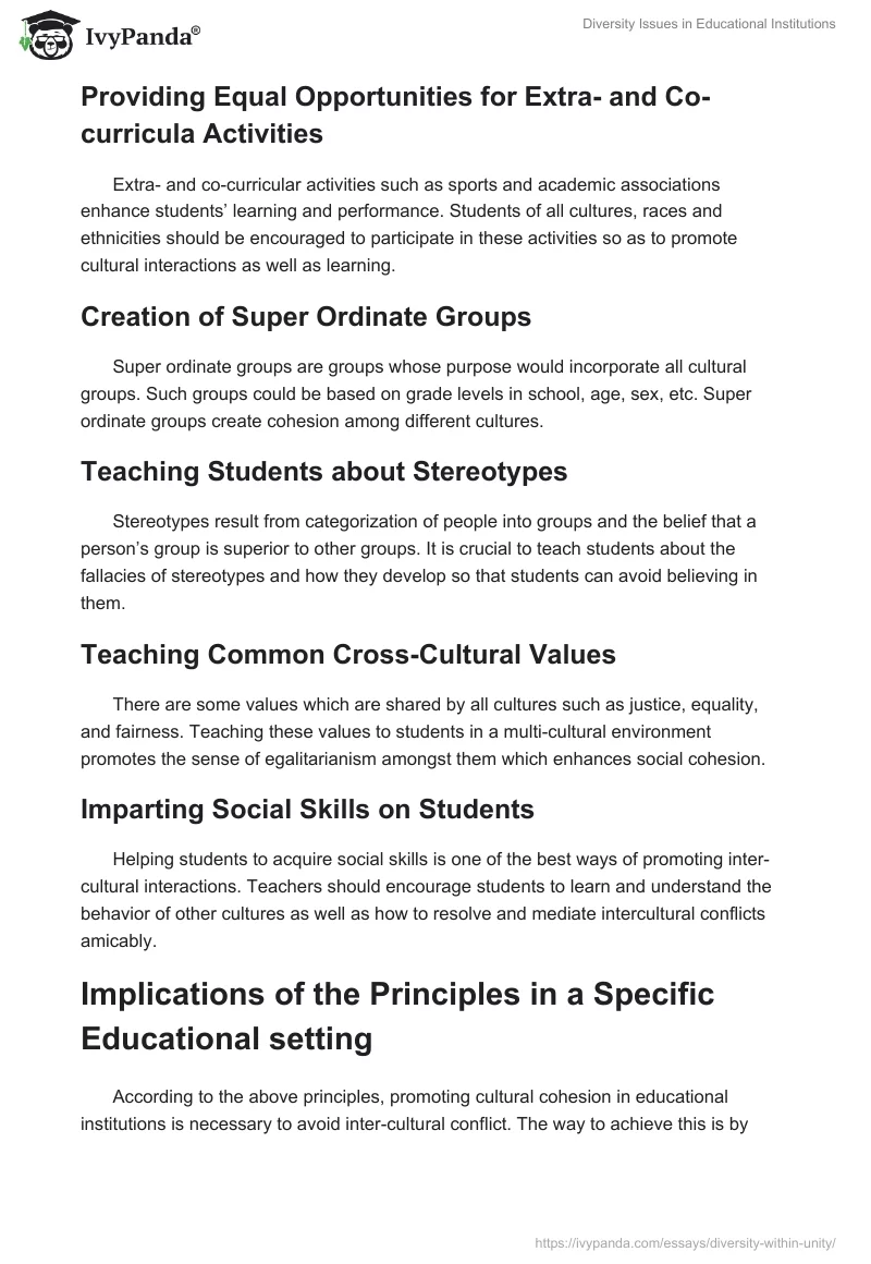 Diversity Issues in Educational Institutions. Page 3