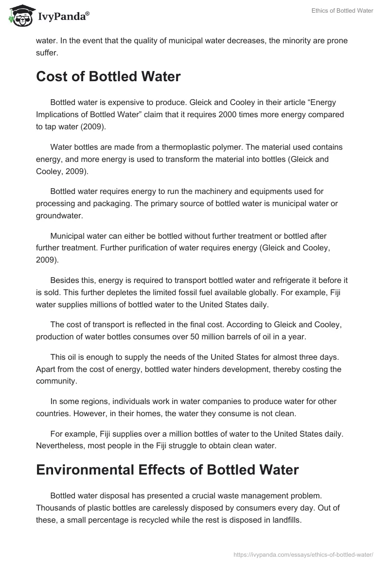 Ethics of Bottled Water. Page 3
